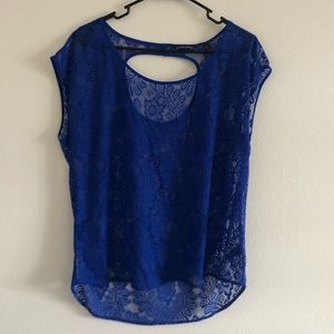 Express blue sheer hi low top